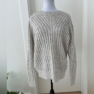LINE Pullover Sweater Boat Neck Open Knit Neutral Coastal Casual Minimalist Chic